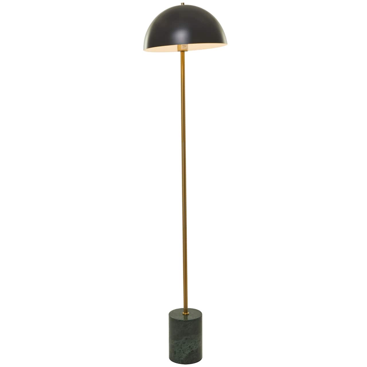 Black Metal Umbrella Style Floor Lamp with Marble Base 14" x 14" x 62"